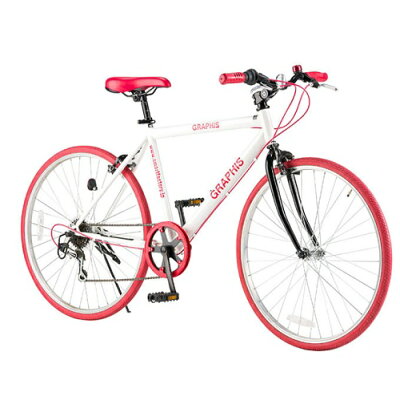 クロスバイク 26インチ GR-001 自転車 シマノ製6段ギア /ホワイト/レッド